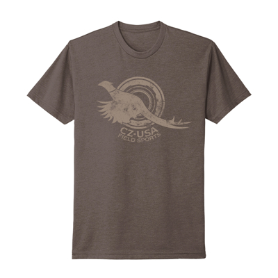 Gray t-shirt with a light-gray pheasant design in the middle. Under the pheasant it is written “CZ-USA FIELD SPORTS”.