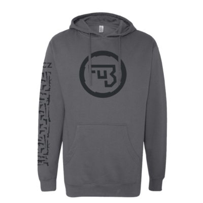 Charcoal Hoodie with Blac CZ logo on front and legacy design on right sleeve