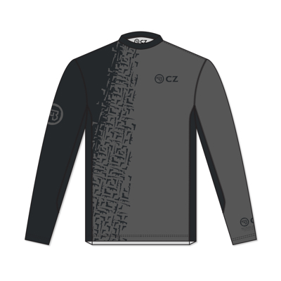 Image of the front view of a CZ Long Sleeve Performance Shirt, featuring a CZ logo on the right arm and the left chest.